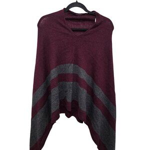 Celeste Burgundy & Gray‎ Wool/Cashmere Blend Poncho Size One Size
